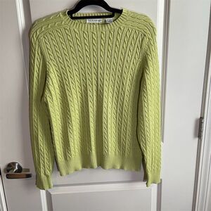 Evelyn & Arthur Women's L Green Cable Knit Pullover‎ Sweater Spring Casual